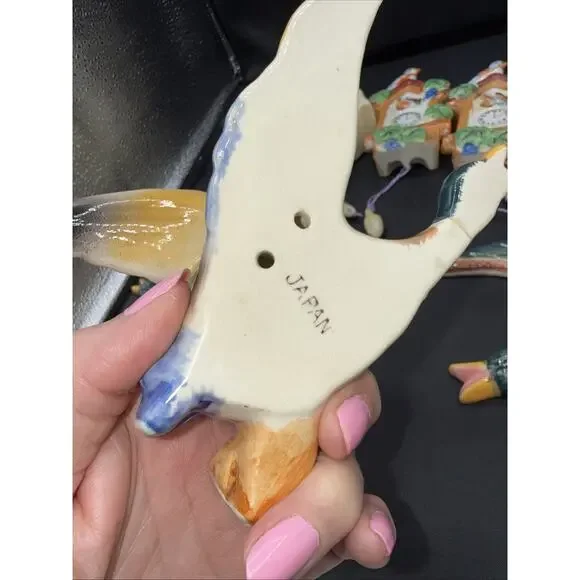 7 Piece vintage ceramic flying mallard duck wall pockets. Made In Japan - Picture 7 of 12